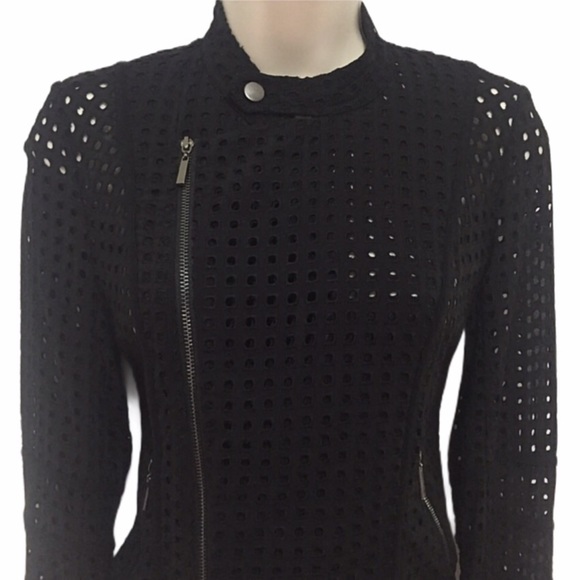 Search for Sanity Black Eyelet Moto Jacket - Picture 4 of 8